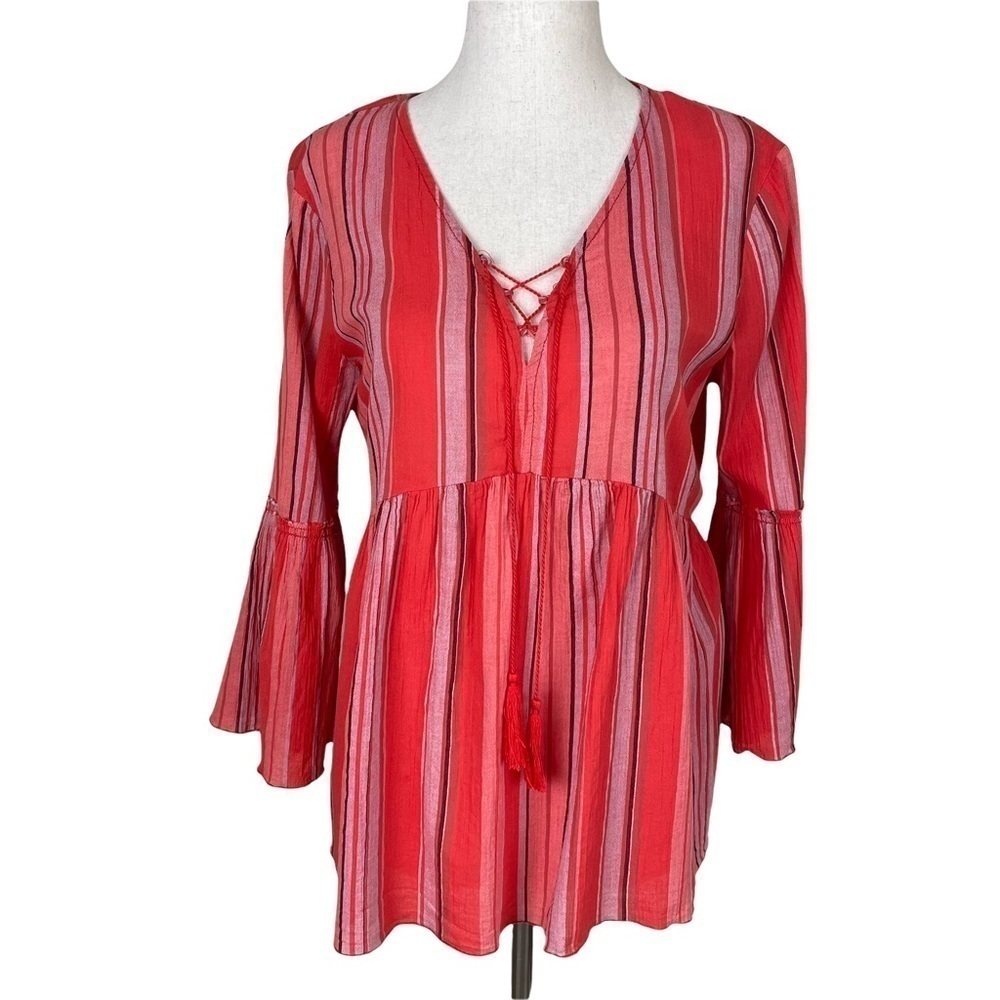 Sanctuary Orange Striped Peplum Top